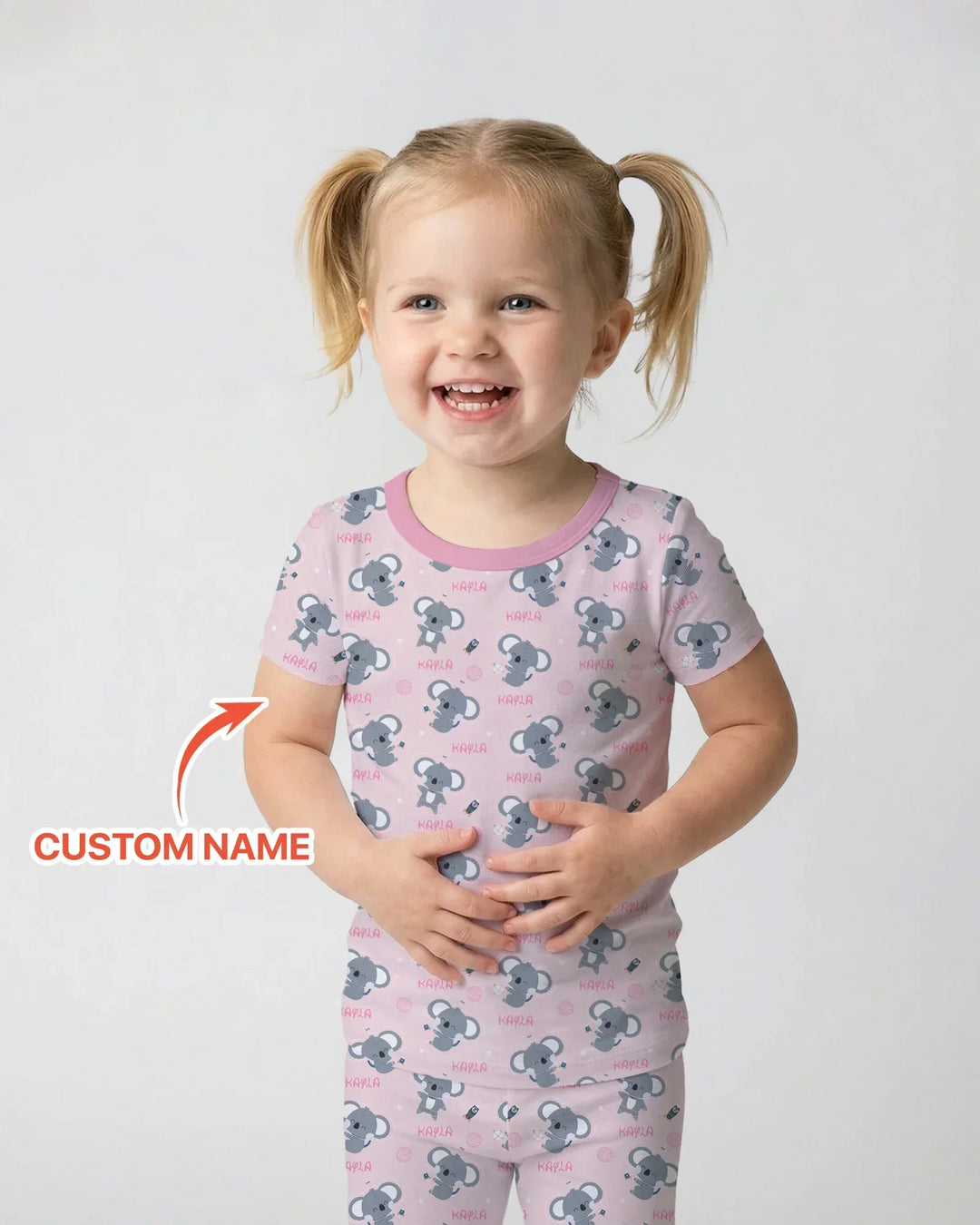 Custom Name Cosmic Koala Bamboo Two Piece Short Sleeve Pajama Set