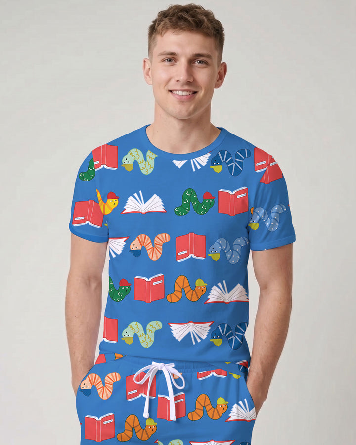 Bookworm Family Matching Bamboo Men Short Sleeve Short Pajama Set