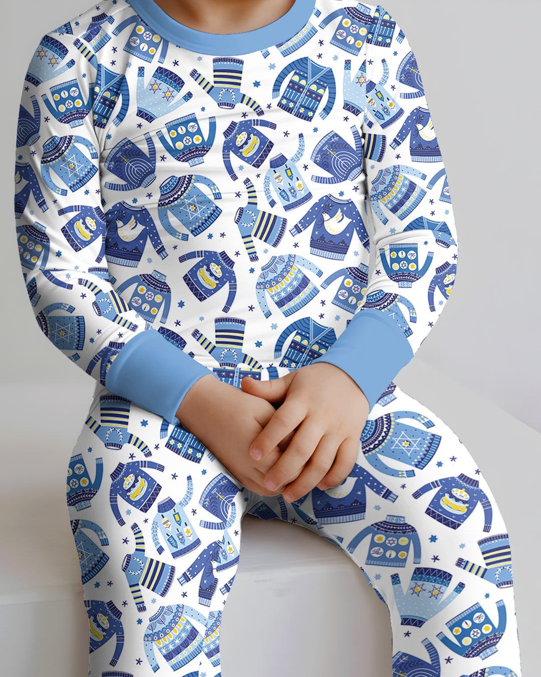 Cute Hanukkah Jumpers Bamboo Two Piece Long Sleeve Pajama Set