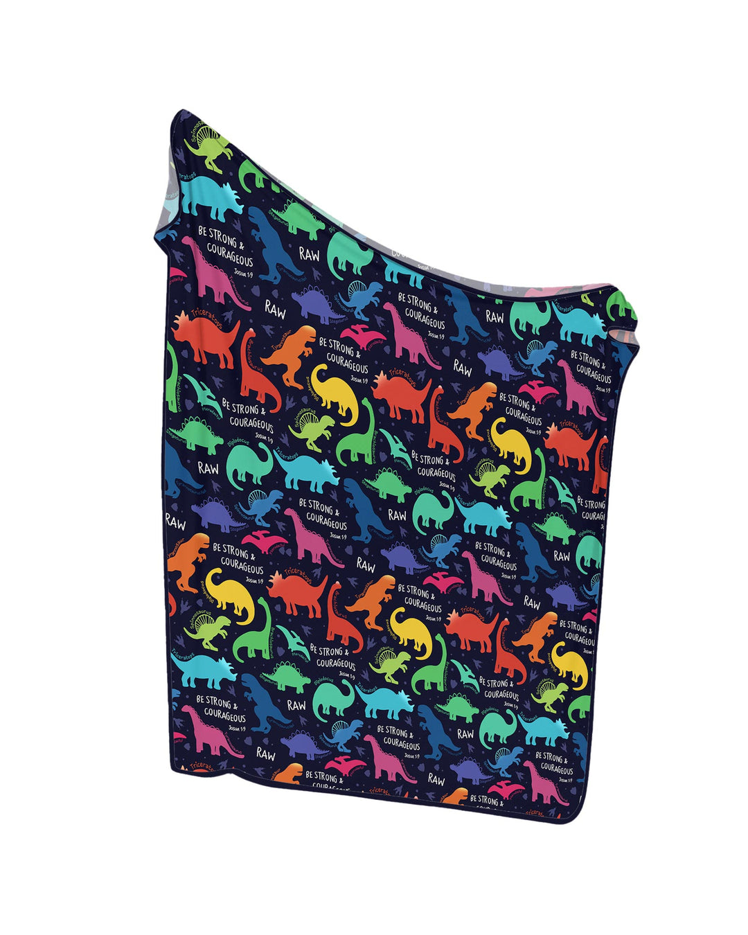 Be Strong and Courageous Dinosaur Christian Bamboo Blanket