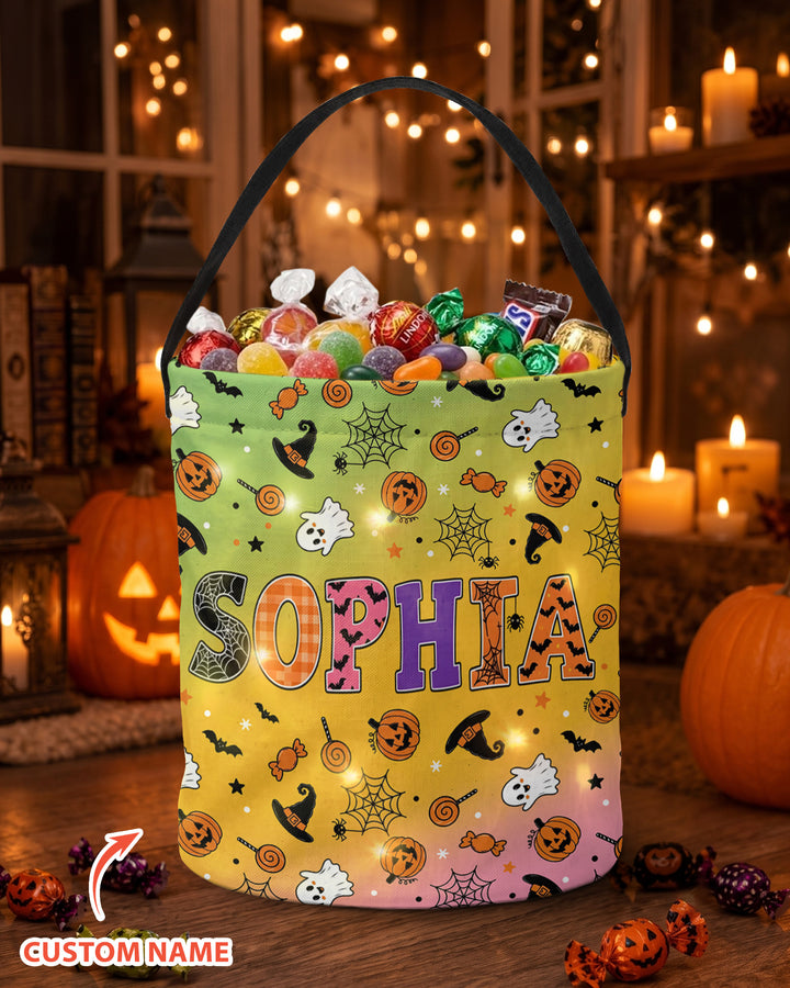 Halloween Name Spooky Letters Led Light Bucket Bag