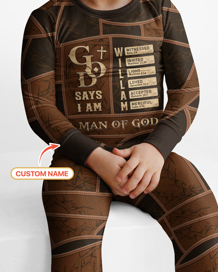 Personalized God Says I Am Letter In Bible Bamboo Two Piece Long Sleeve Pajama Set