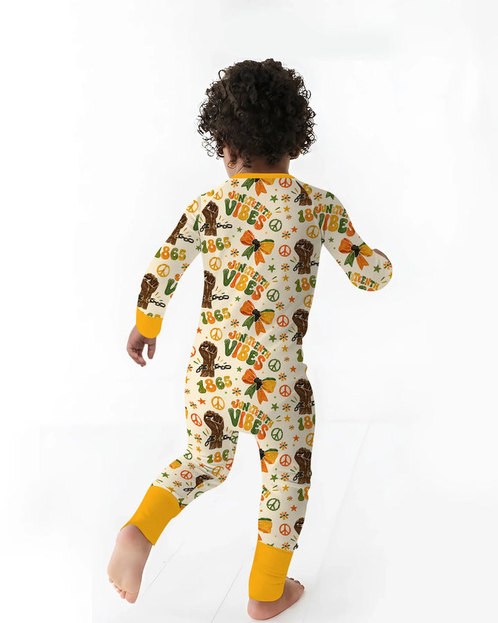 Juneteenth Vibes Vintage Bamboo Two Piece Long Sleeve Pajama Set