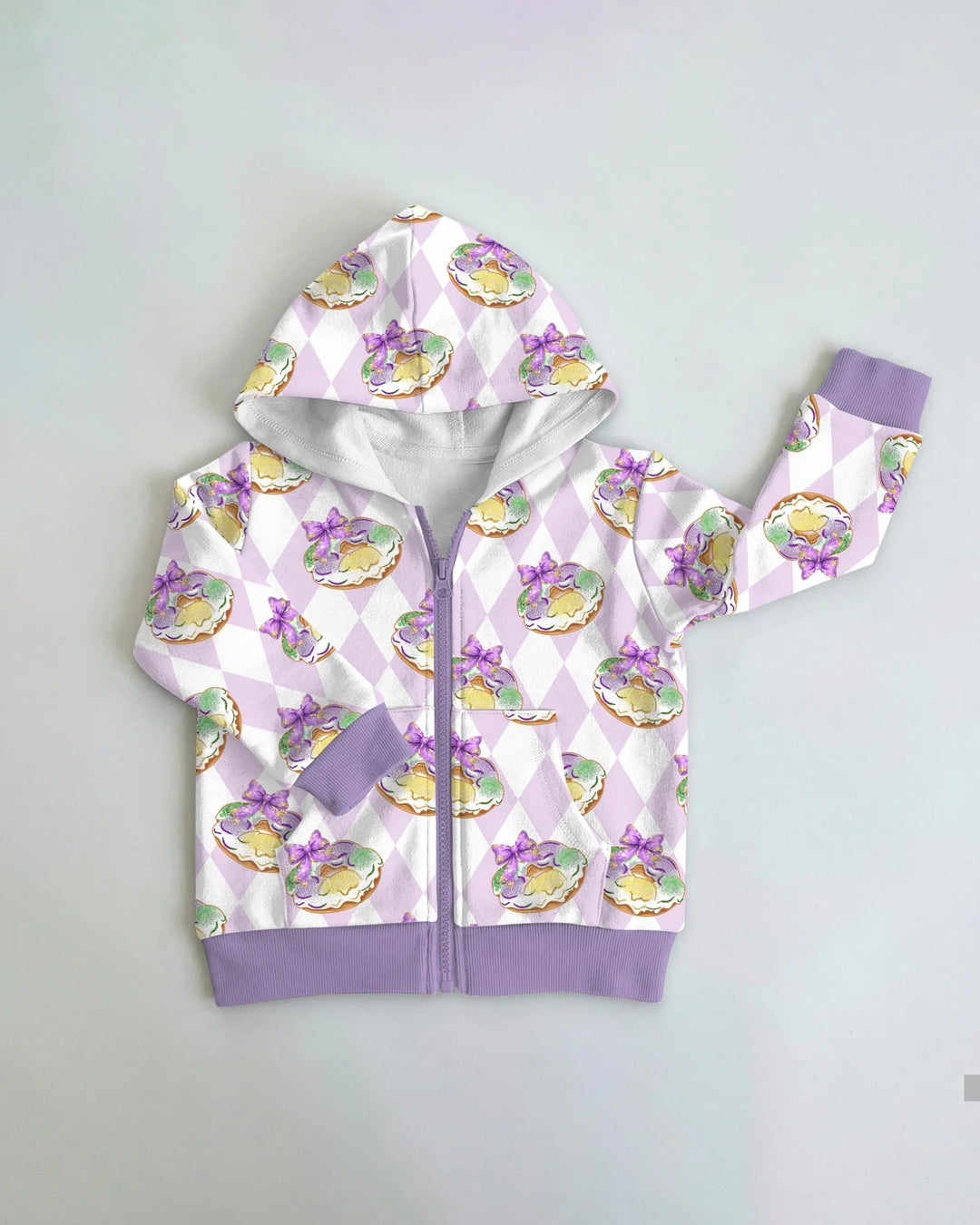 Mardi Gras Donut Bamboo Zip Hoodie