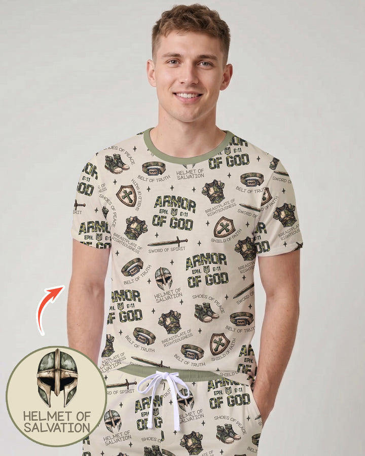 Camo Armor Of God Bamboo Men Short Sleeve Short Pajama Set