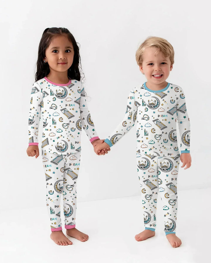 Dua, Dhikr, Dream Matching Family Bamboo Two Piece Long Sleeve Pajama Set