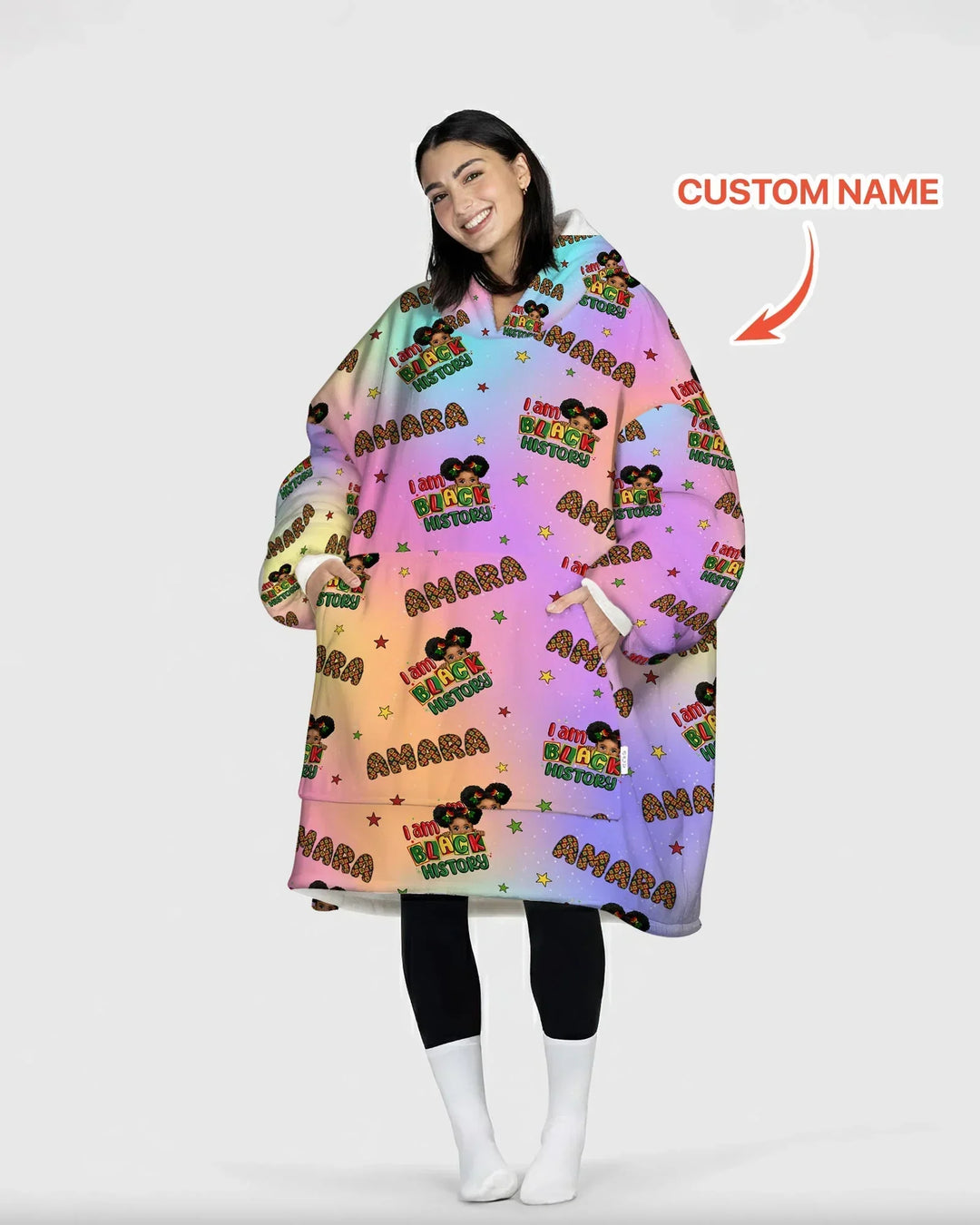 Custom Name I Am Black History Custom Bamboo Blanket Hoodie