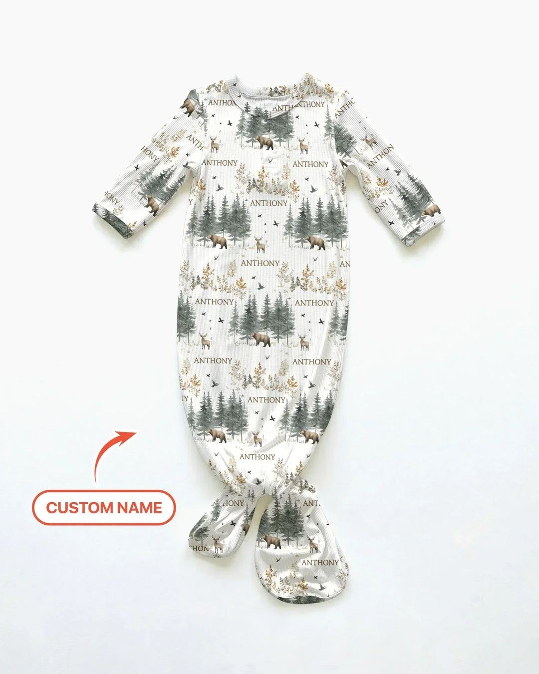 Custom Name Forest Bear Deer Bamboo Knot Gown