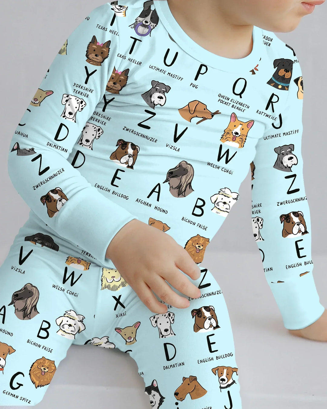 Funny Dogs Alphabet Bamboo Two Piece Long Sleeve Pajama Set