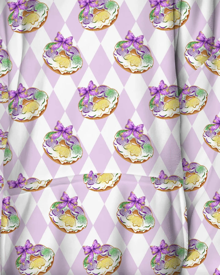 Mardi Gras Donut Wearable Bamboo Blanket Hoodie