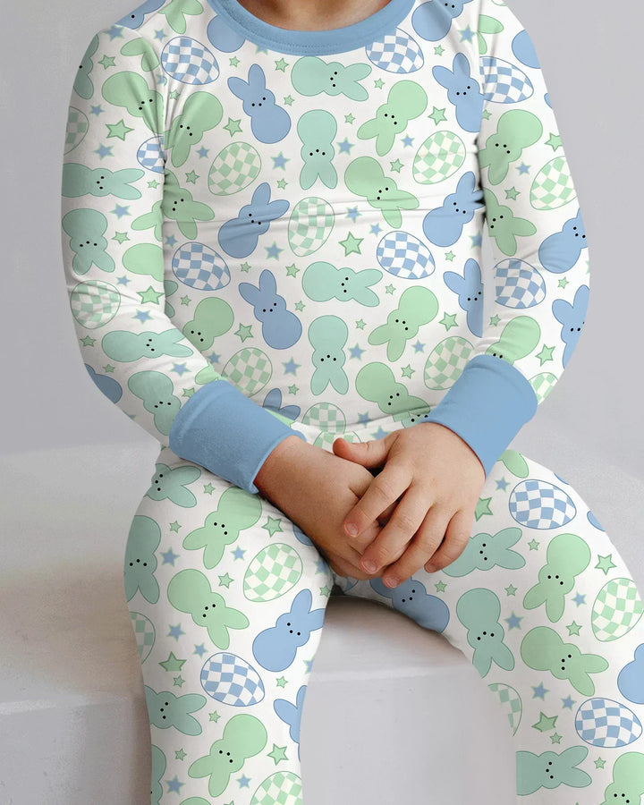 Easter Peep Bunnies Bamboo Two Piece Long Sleeve Pajama Set