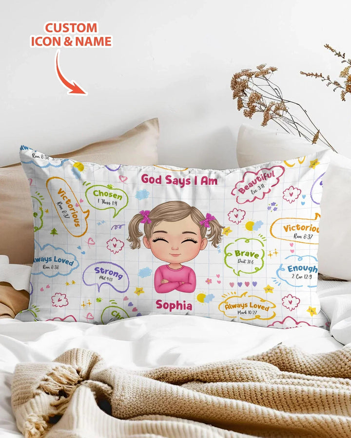 Personalized God Says I Am- Baby Girl Bamboo Pillow Case