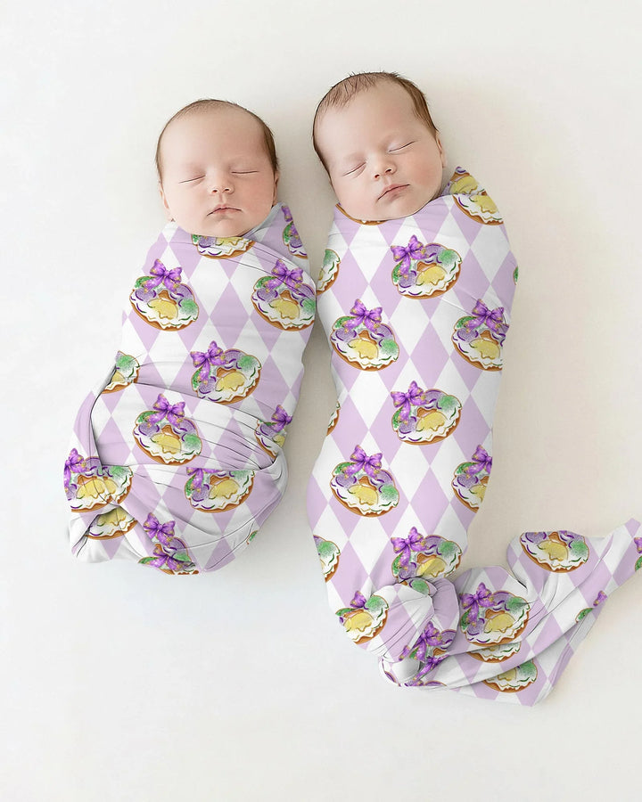Mardi Gras Donut Bamboo Swaddle Blanket