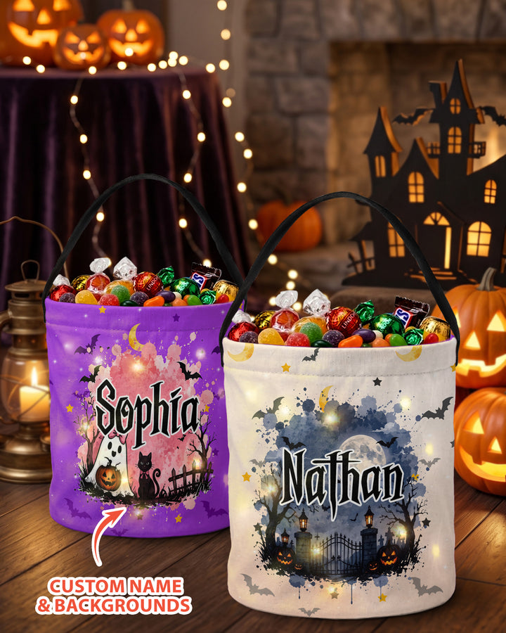 Halloween Spooky Custom Name Led Light Bucket Bag
