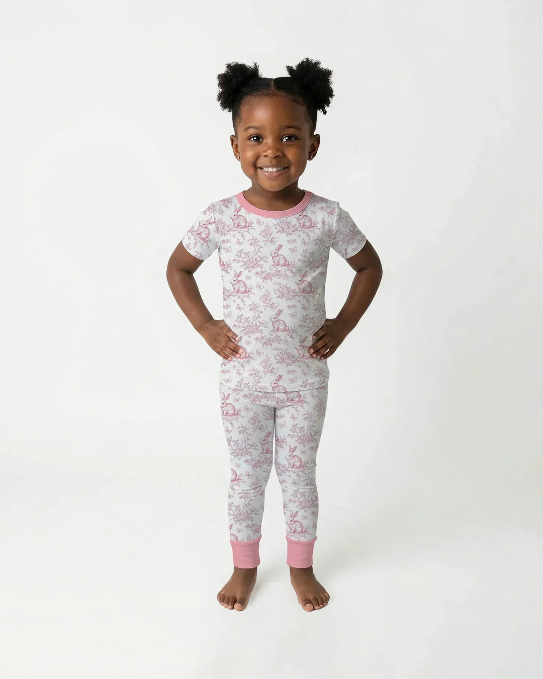 Easter Chinoiserie Toile de Jouy Bamboo Two Piece Short Sleeve Pajama Set