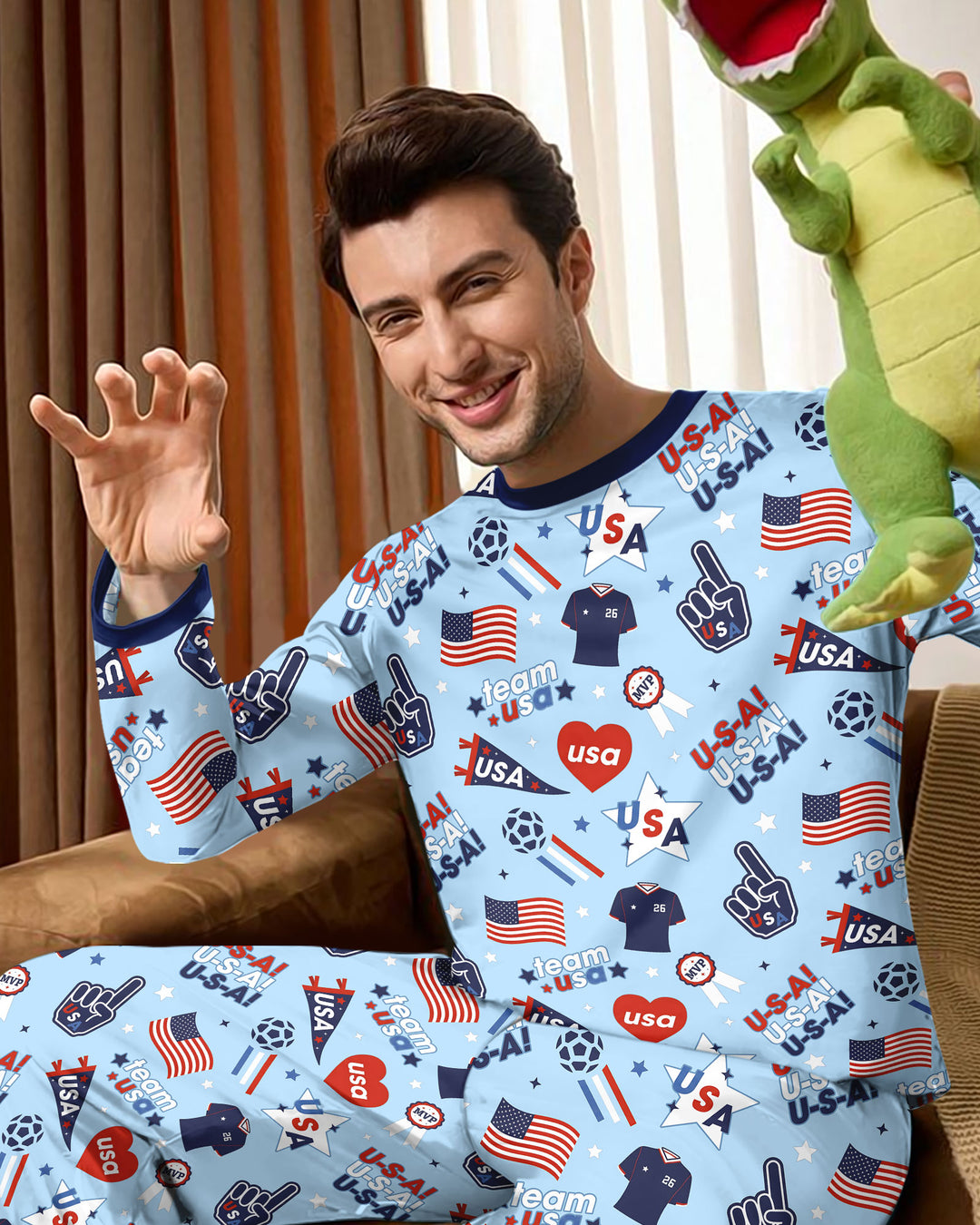 Soccer Party Team USA Bamboo Men's Pajama Set