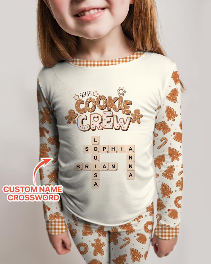 Custom Crossword Cookie Crew Bamboo Two Piece Long Sleeve Pajama Set