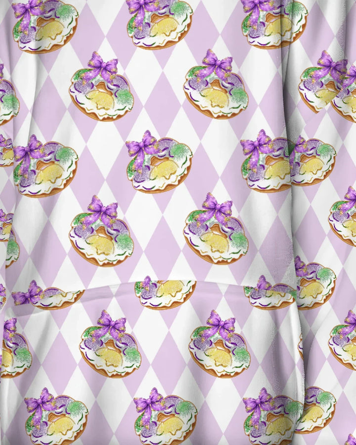 Mardi Gras Donut Wearable Bamboo Blanket Hoodie