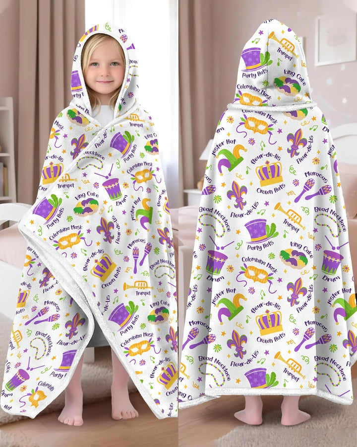 Mardi Gras Family Matching Bamboo Wearable Hooded Blanket