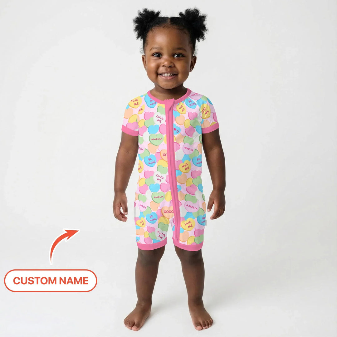 Valentine Candy Crush Family Matching Bamboo Shorty Zippy
