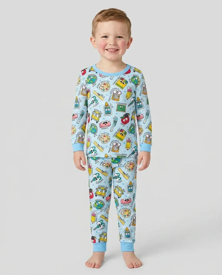 Happy School Pals  Bamboo Two Piece Long Sleeve Pajama Set