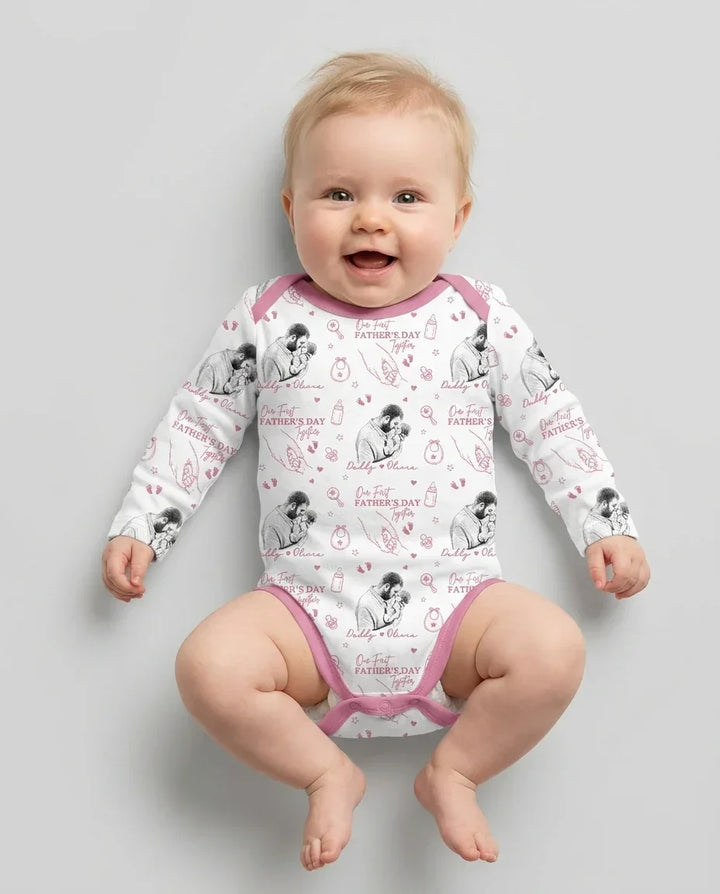 Custom Photo Our First Father's Day Together Bamboo Bodysuit