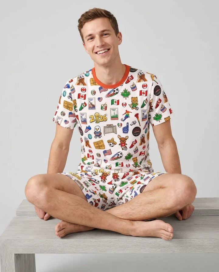 Soccer Cup 2026 Family Matching Bamboo Men Short Sleeve Short Pajama Set