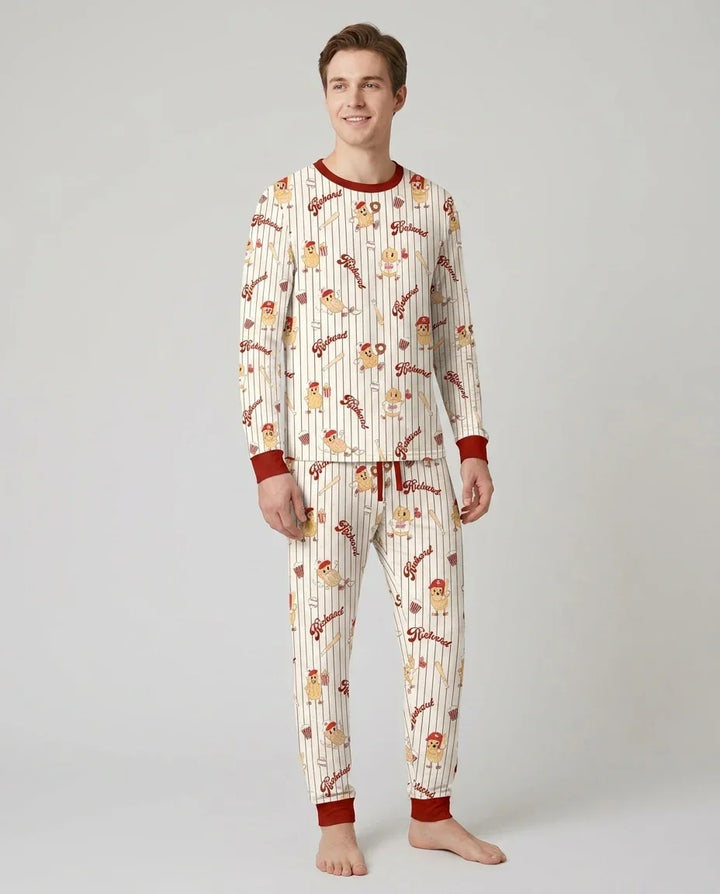 Custom Nam Retro Ballgame Bamboo Men's Pajama Set