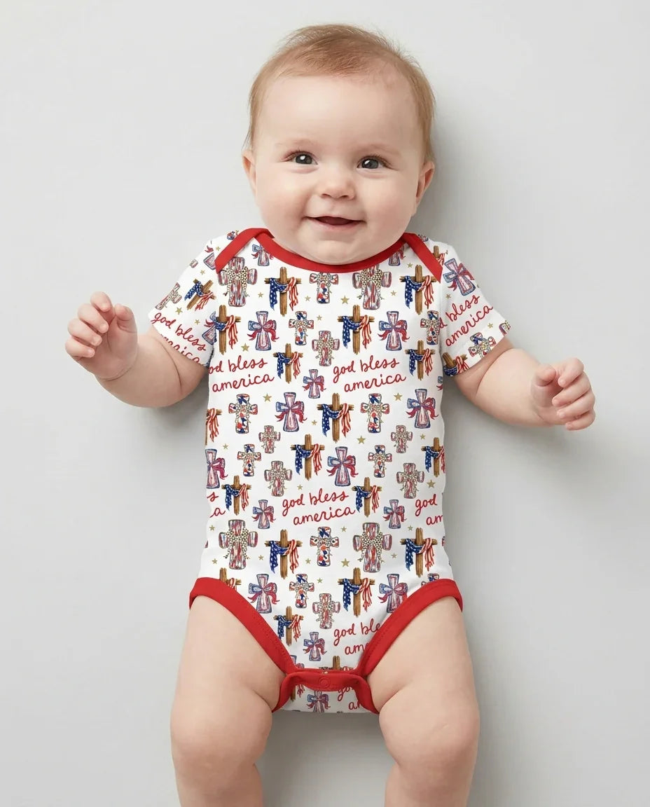 God Bless America Family Matching Bamboo Bodysuit