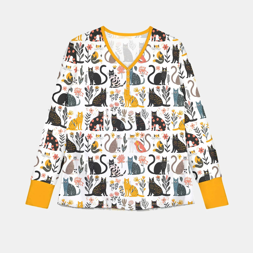 Botanical Cats Bamboo Women Pajama Set