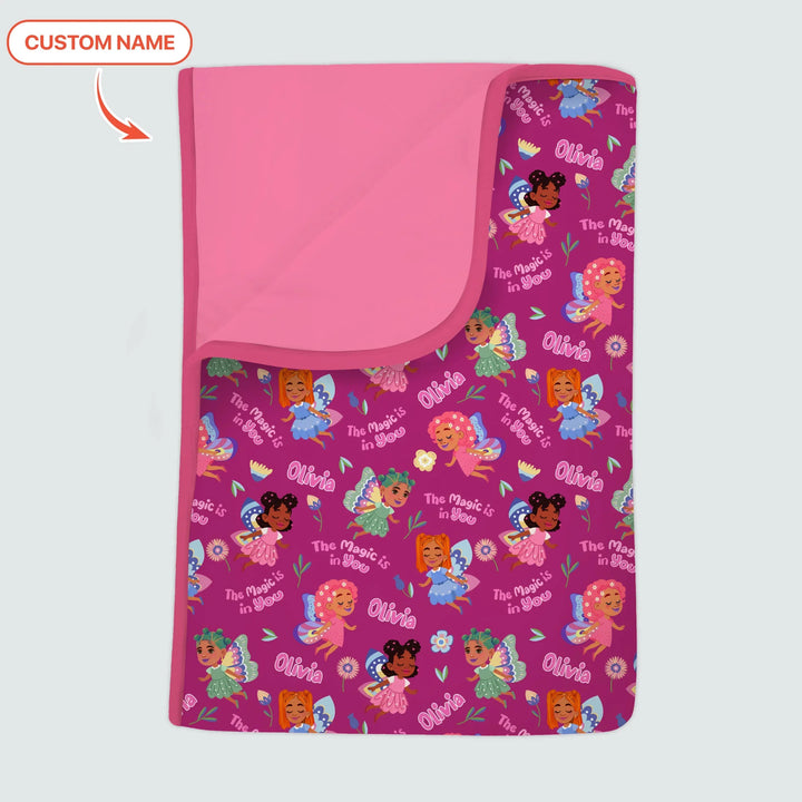 Custom Name Little garden fairy Bamboo Blanket