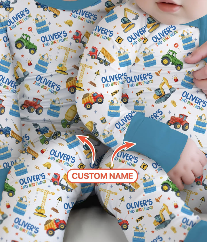 Custom Name Little Builder's Birthday Bamboo Convertible Zippy