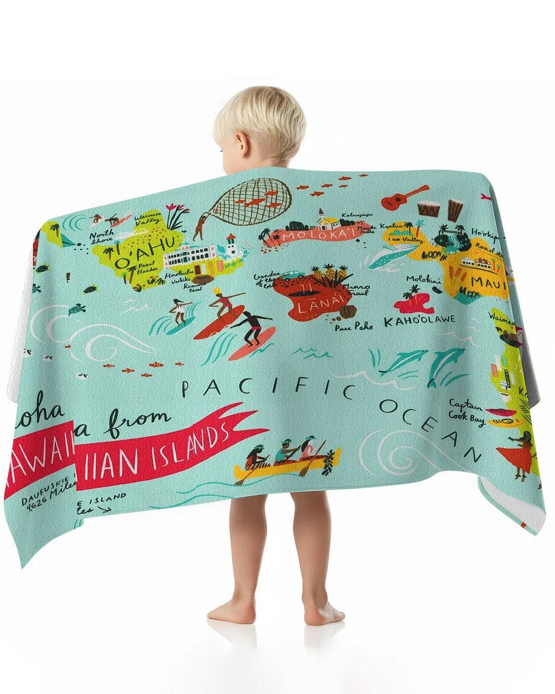 Hawaiian Islands Bamboo Beach Towel