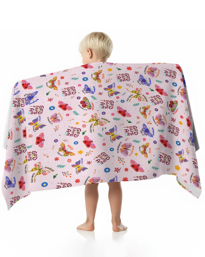 God says I am Butterfly Bamboo Beach Towel