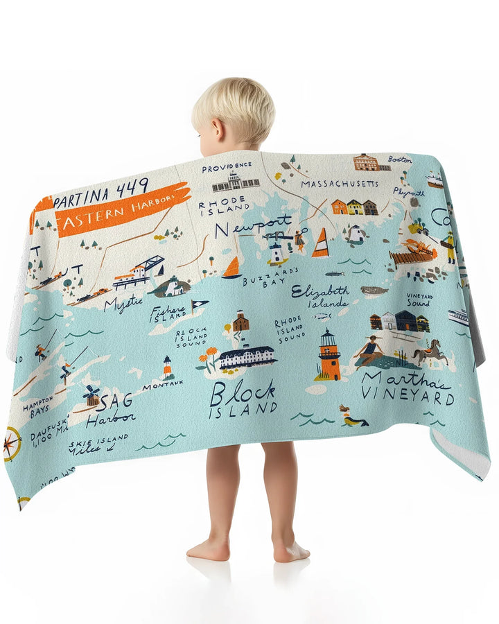Northeastern Harbors Bamboo Beach Towel