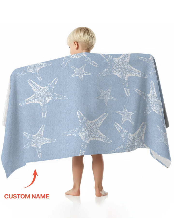Custom Photo Starfish With Names Bamboo Beach Towel