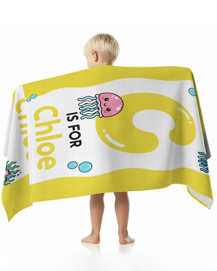 Personalised Ocean Theme Oversized Bamboo Beach Towel