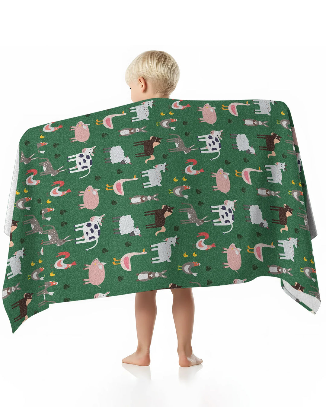 Green Farm Animals Bamboo Swim Poncho