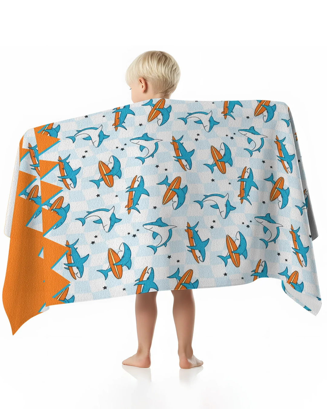 Surfing Sharks Check Bamboo Beach Towel