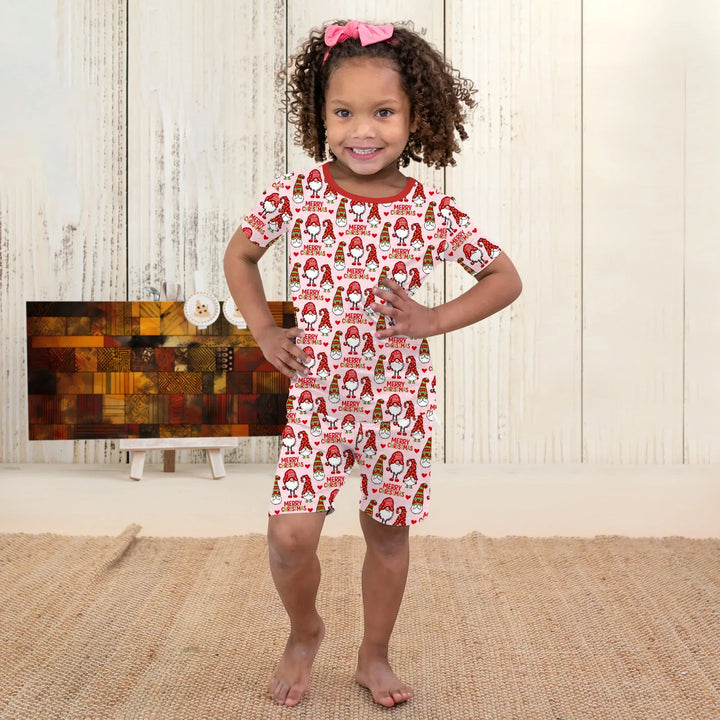 Gnomie Christmas Bamboo Two Piece Short Sleeve Shorts Pajama Set