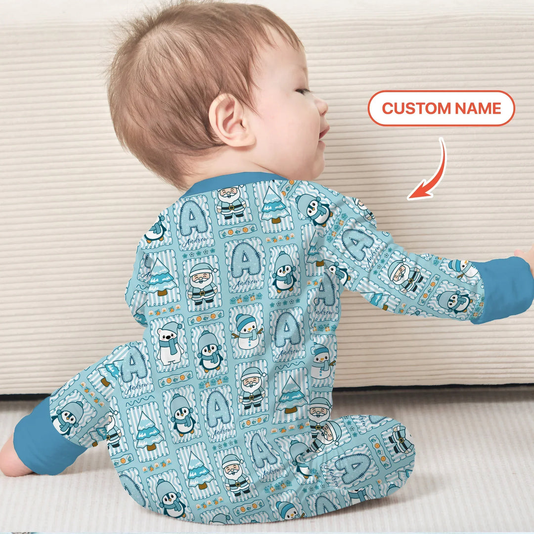 Custom Name Winter Wonderland Bamboo Two Piece Long Sleeve Pajama Set