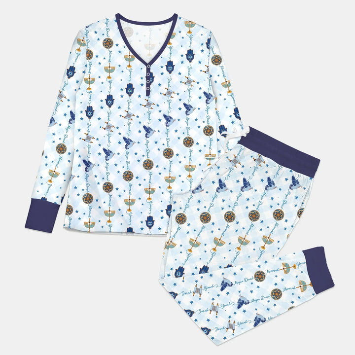 Hanukkah Festival Matching Family Custom Bamboo Women Pajama Set
