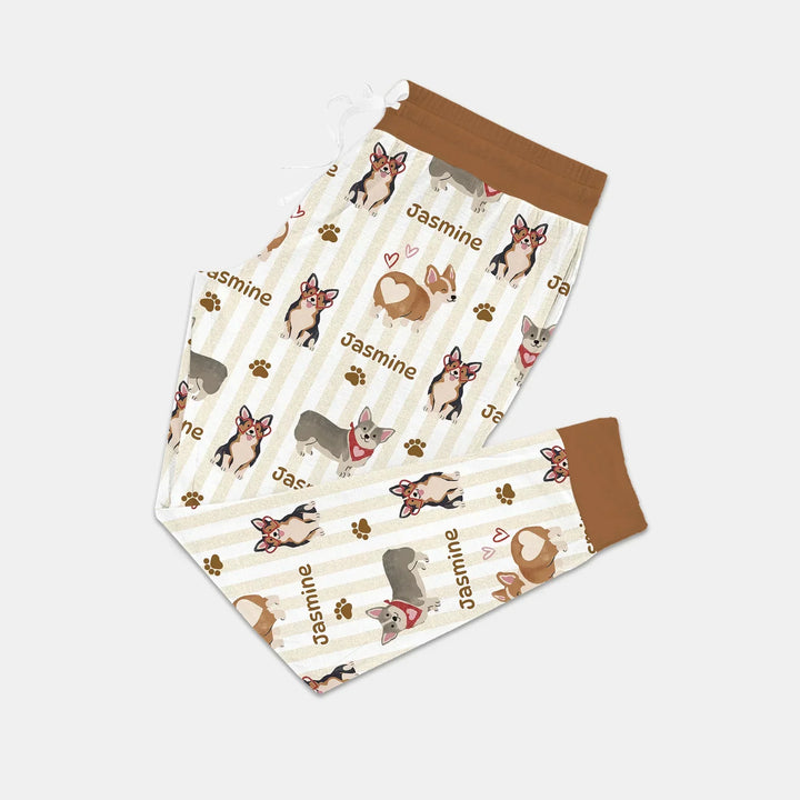 Custom Name Playful Corgis Family Matching Bamboo Women Pajama Set