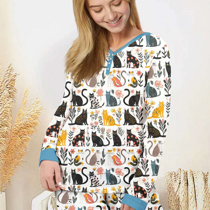 Botanical Cats Bamboo Women Pajama Set
