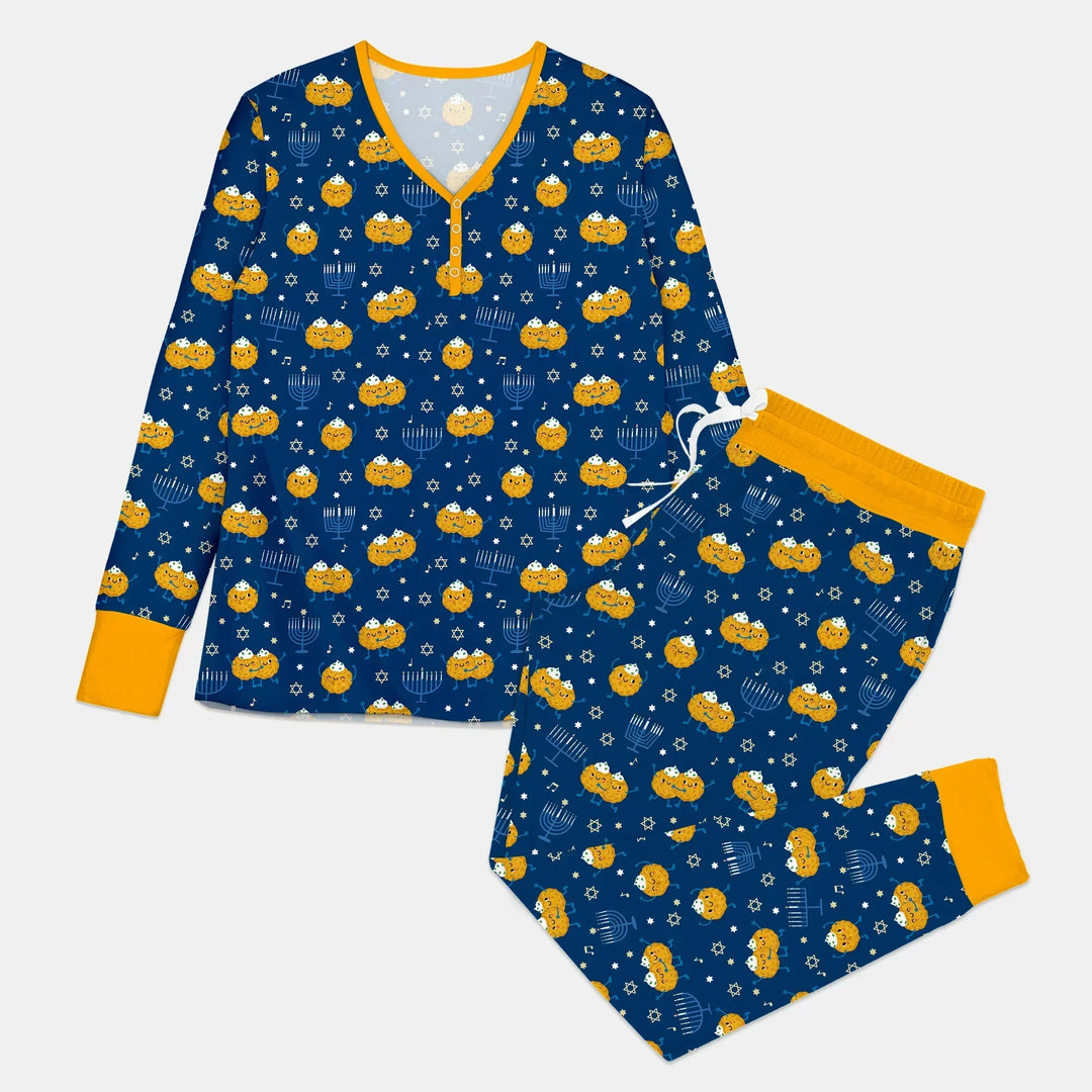 Hanukkah Latke Family Matching Bamboo Women Pajama Set