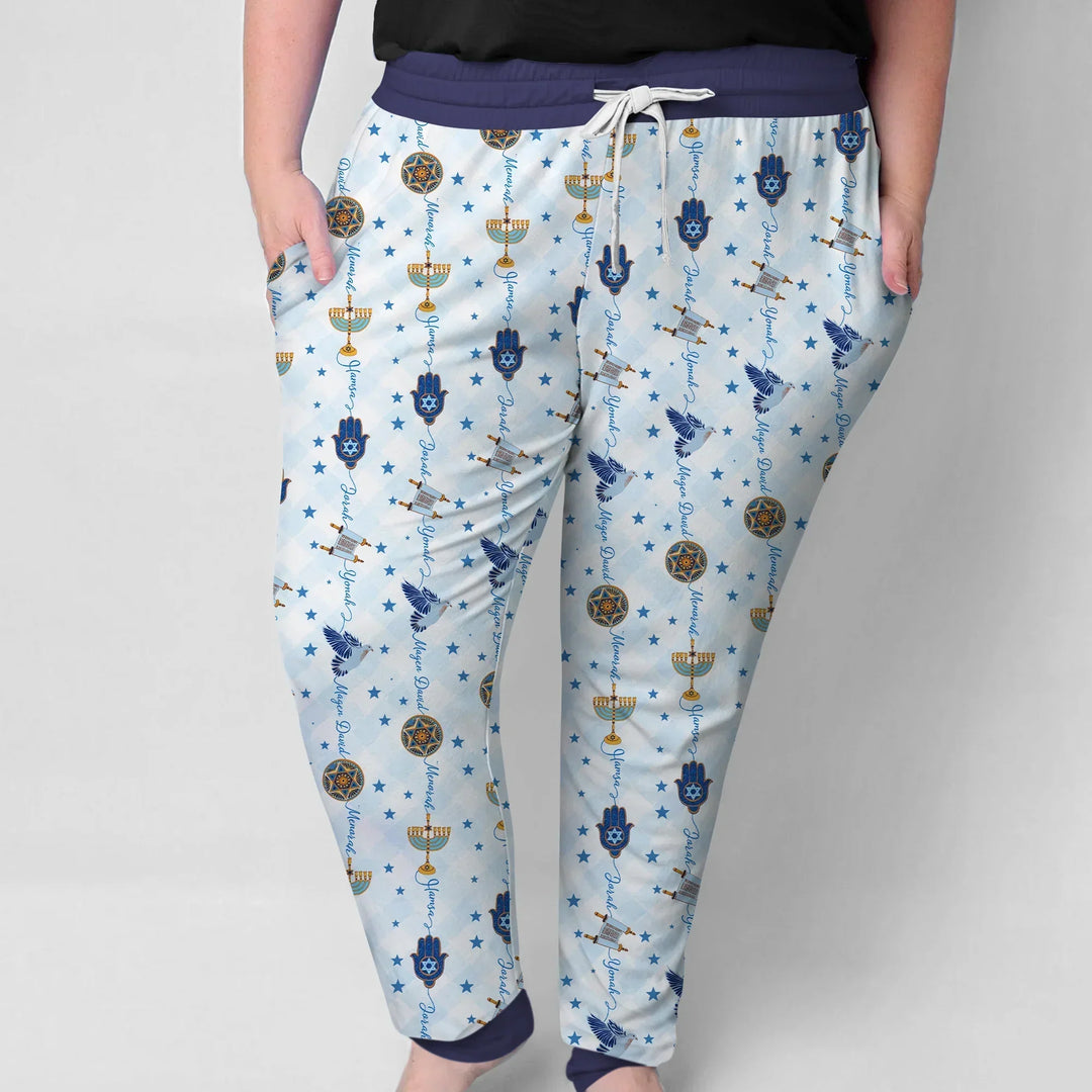 Hanukkah Festival Matching Family Custom Bamboo Women Pajama Set
