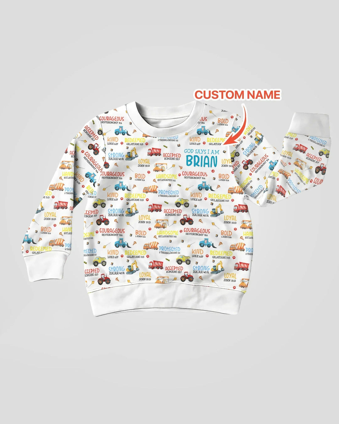 Personalized God Says I Am Little Builder Bamboo Crewneck Sweatshirt