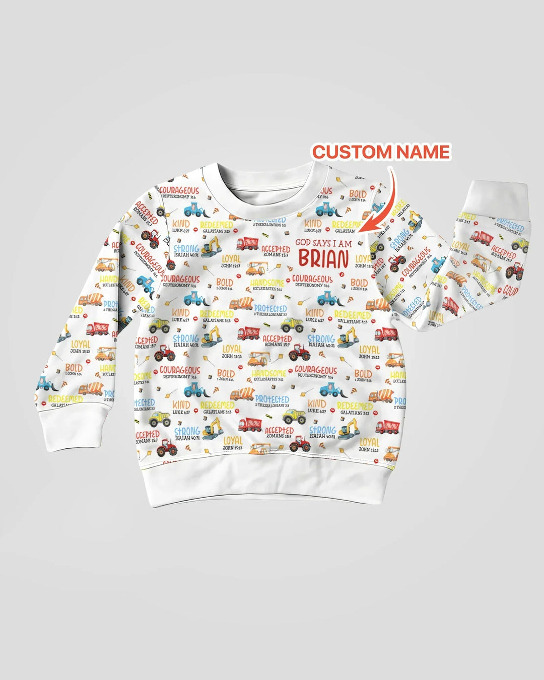 Personalized God Says I Am Little Builder Bamboo Crewneck Sweatshirt
