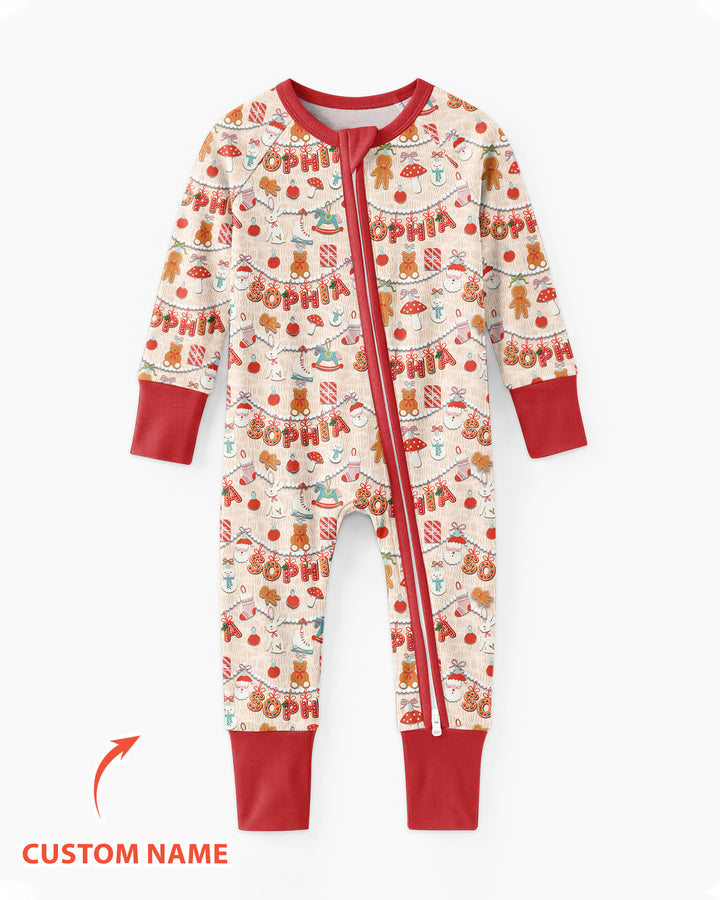 Merry Gingerbread Custom Name Bamboo Convertible Zippy