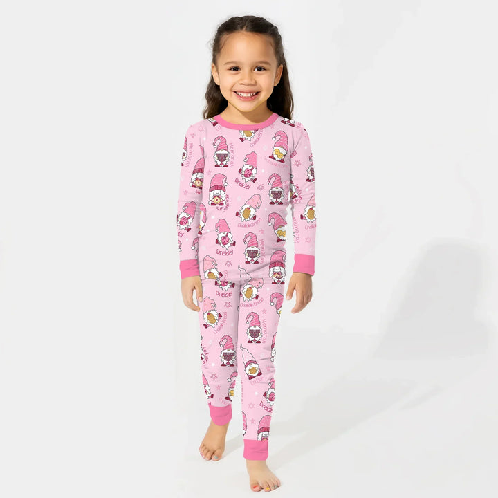 Happy Hanukkah Matching Family Two Piece Long Sleeve Pajama Set , Happy Hanukkah Matching Family Two Piece Long Sleeve Pajama Set - 12-18M / Girl